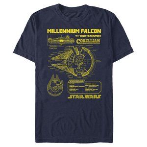 Men's Star Wars Millennium Falcon Schematics T-Shirt Size Large
